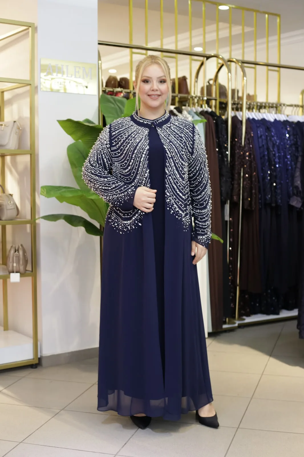 SAWAROSKİ TAŞLI ABAYA TAKIM BEY804 KOD