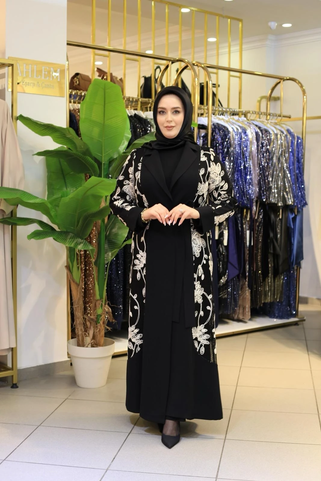 EVAZE GÜPÜRLÜ ABAYA TAKIM 3810 KOD
