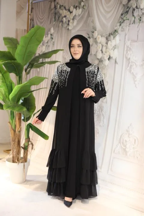 BEYAZ TAŞLI ABAYA TAKIM 5128 KOD