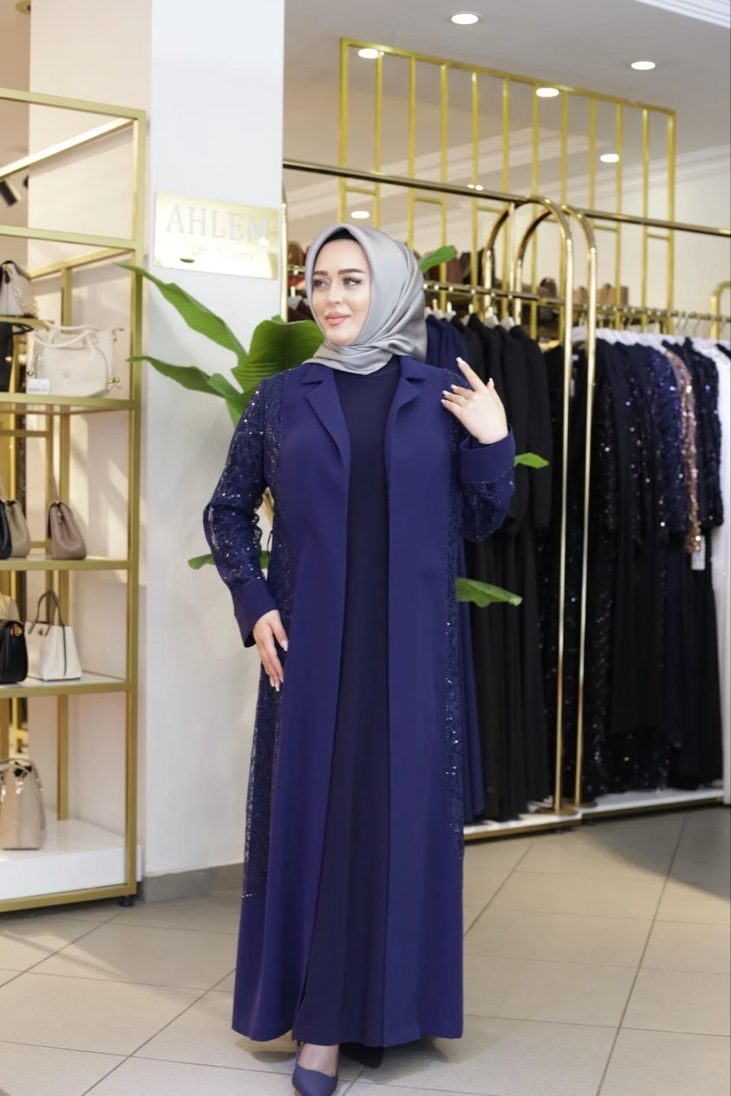 PUL İŞLEMELİ ABAYA TAKIM 5704 KOD