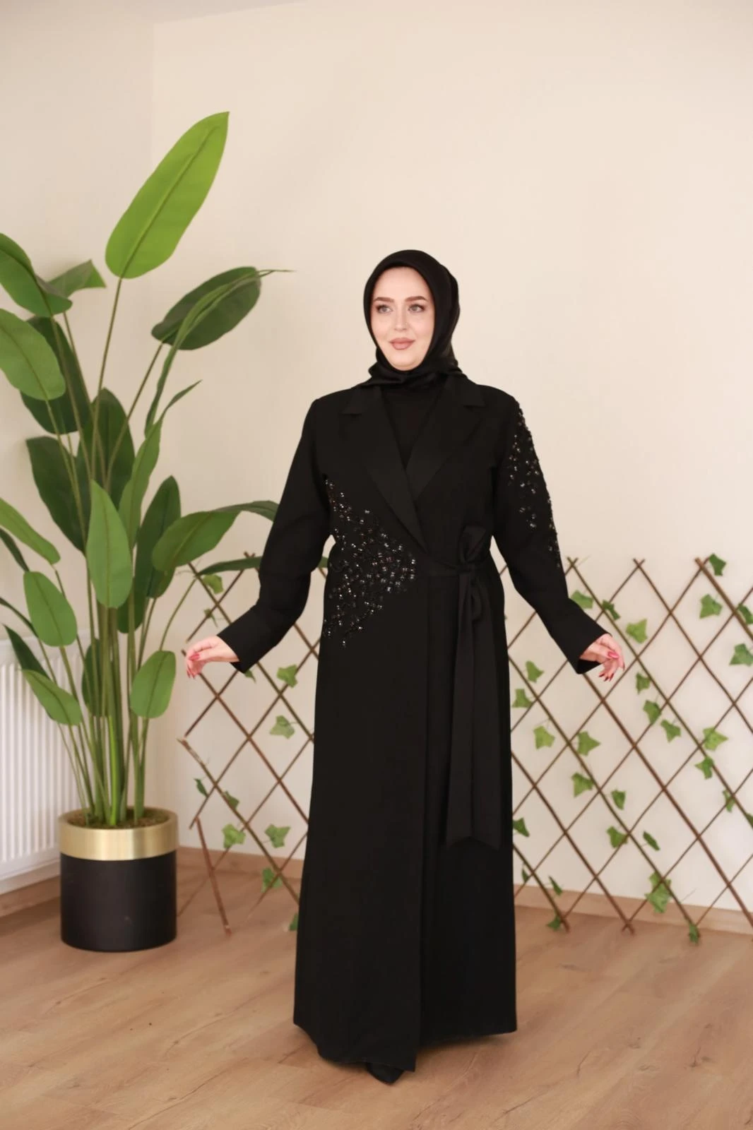NAKIŞ İŞLEMELİ ABAYA TAKIM 5184 KOD